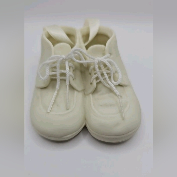 Dept 56 Baby's 1st Shoes White Porcelain Ornament With To: & From: On Bottom - Picture 2 of 4